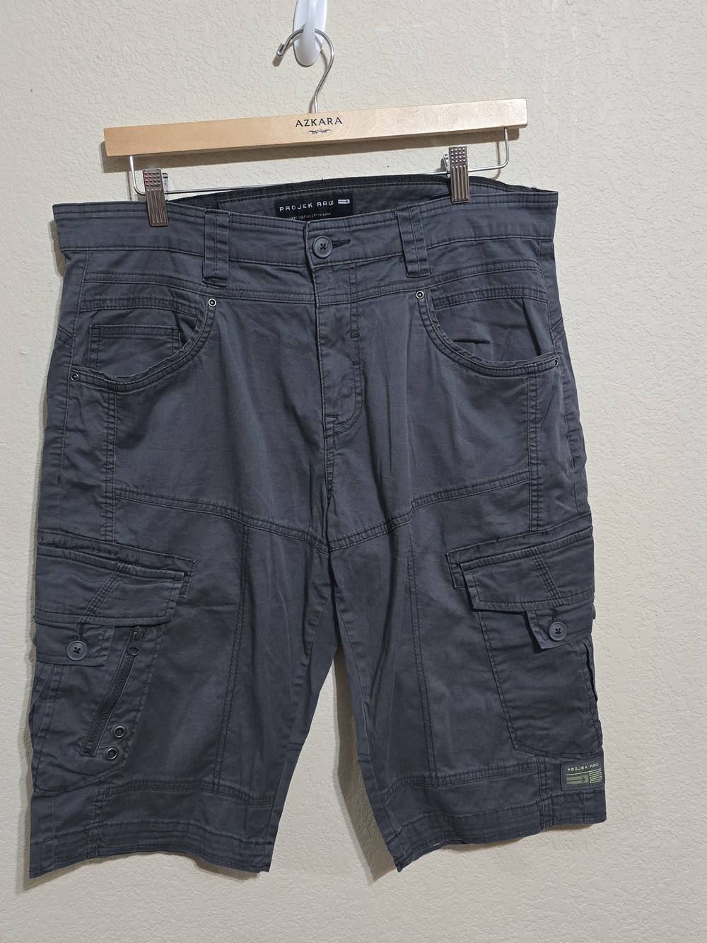 Project Raw Men's Charcoal Cargo Shorts - Utility Style